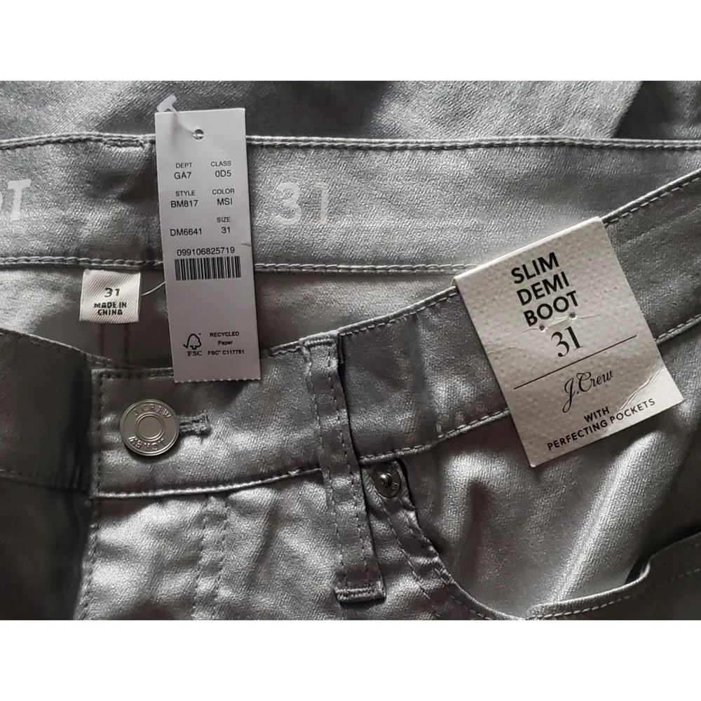 31. J.Crew Slim demi-boot jean in coated silver